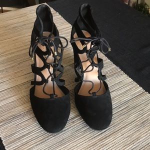 Christian Siriano Black Microsuede Heels, US 11